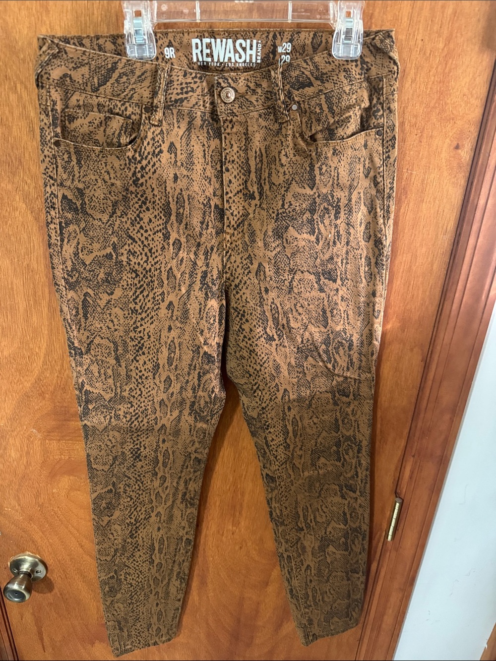 Rewash Brown and Black Snake-Print Skinny Jeans